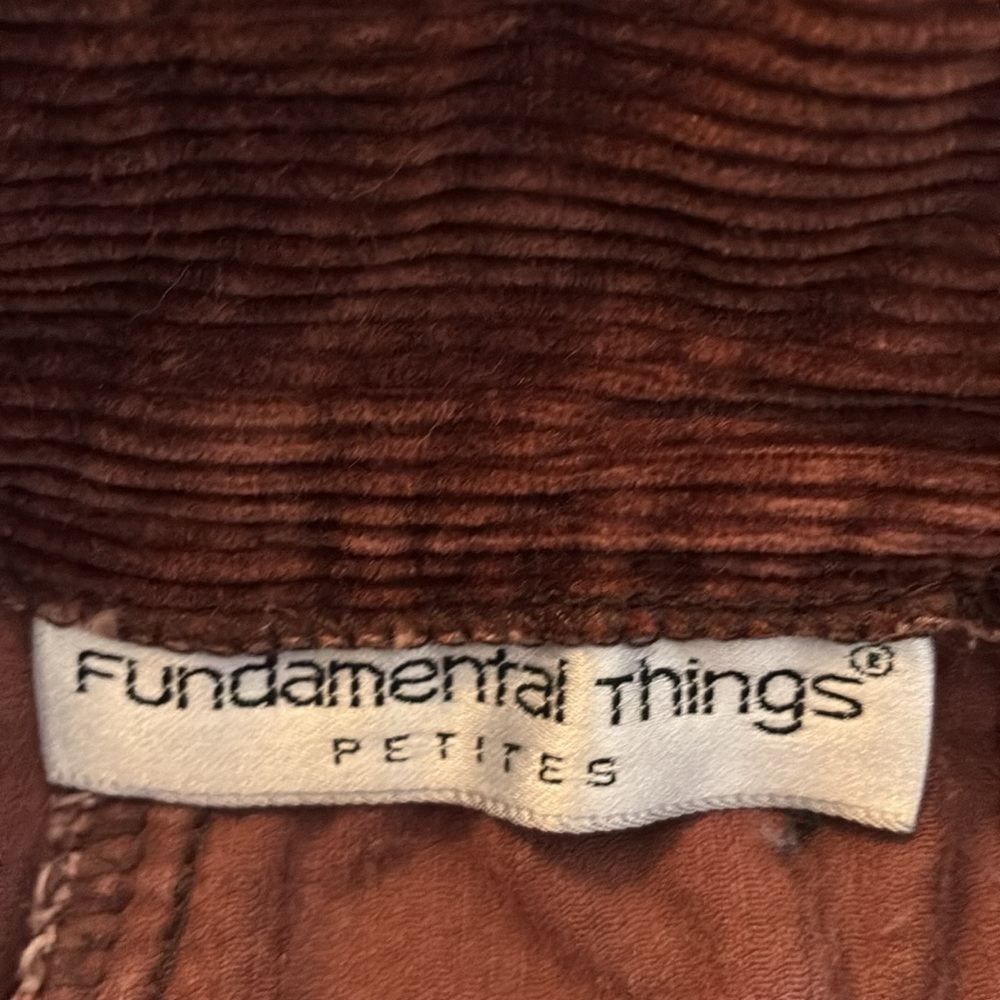 Vintage 🥳HP🥳WoMen's Fundamental Things Petites Brown Corduroy Pants - Picture 8 of 9